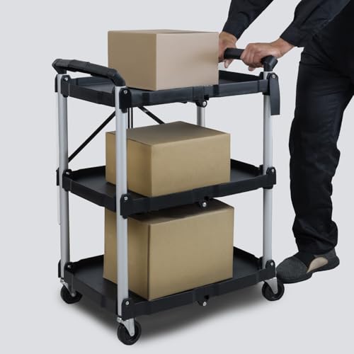 Craftworks Craft Wagon, Designed by an Auto Mechanic, Folds with Casters, Holds Up To 75kg, and Can Be Used As a Workbench, Storage Cart, Tool Cart, B