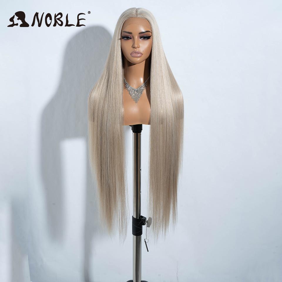 Noble Synthetic Lace Front Wigs For Women 38 Inch Straight Wig Lace Wig Ombre Blonde Lace Wigs Cosplay Straight Lace Front Wig