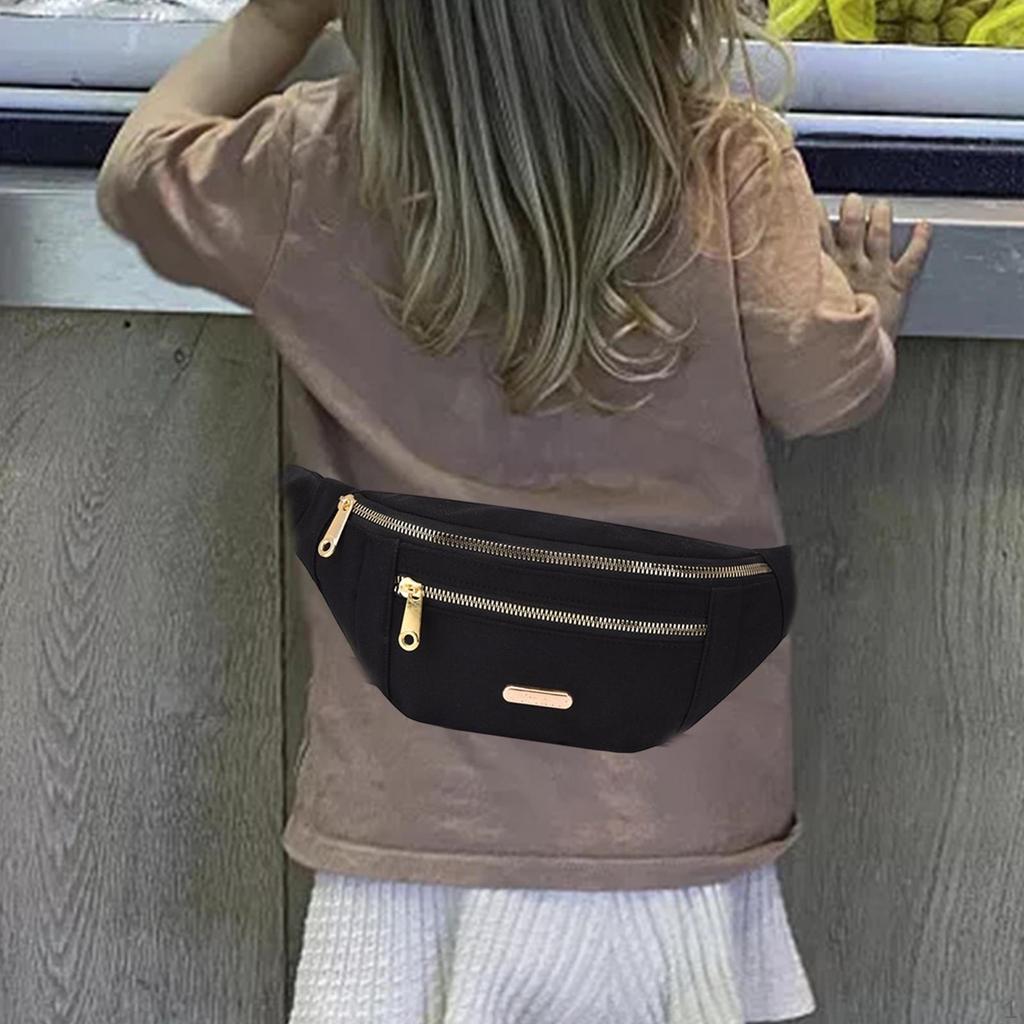 Fashion Women Fanny Pack Waist Adjustable Strap with 2 Zipper Pockets Bag Travel Workout Sports