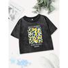 Summer Cotton Crop Tops Womens Fruit Market Barcelona Spain Printing Washed T-Shirts Regular Fit Tees Clothes