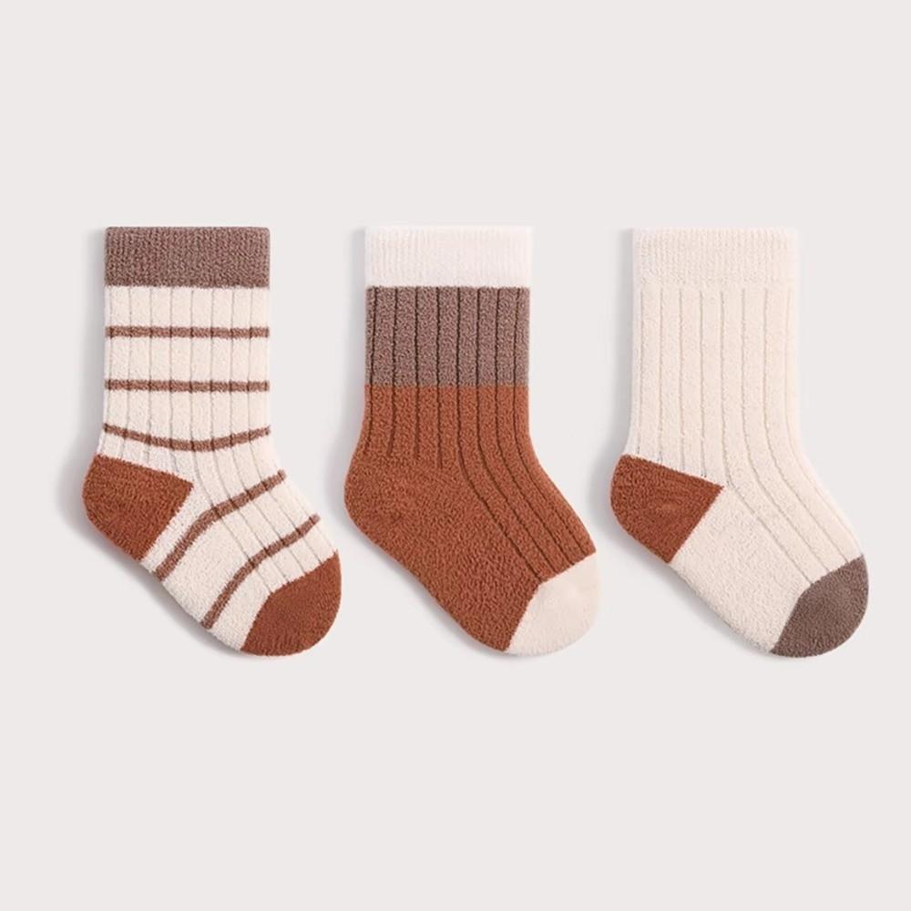 3Pair Thickened Baby Plush Socks Soft Newborn Boy Socks Casual Toddler Thermal Footwear Winter