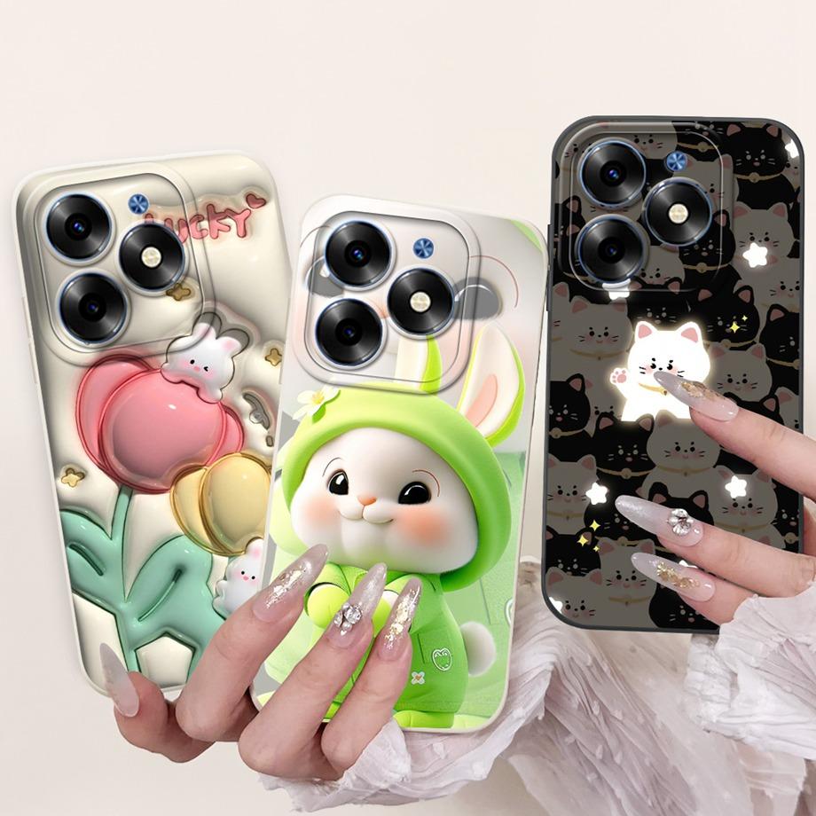 Чехол для Tecno Spark Go 2024 Tecno Spark 20c 20 Pop 8 Funda Эстетичный Мультяшный Панда Кролик Защита Камеры Матовый Мягкий Чехол