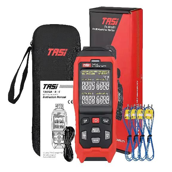 4-Channel K-Type Thermocouple Thermometer, -328 to 2502°F HVAC Thermometer with Color Dual Display, USB Data Export
