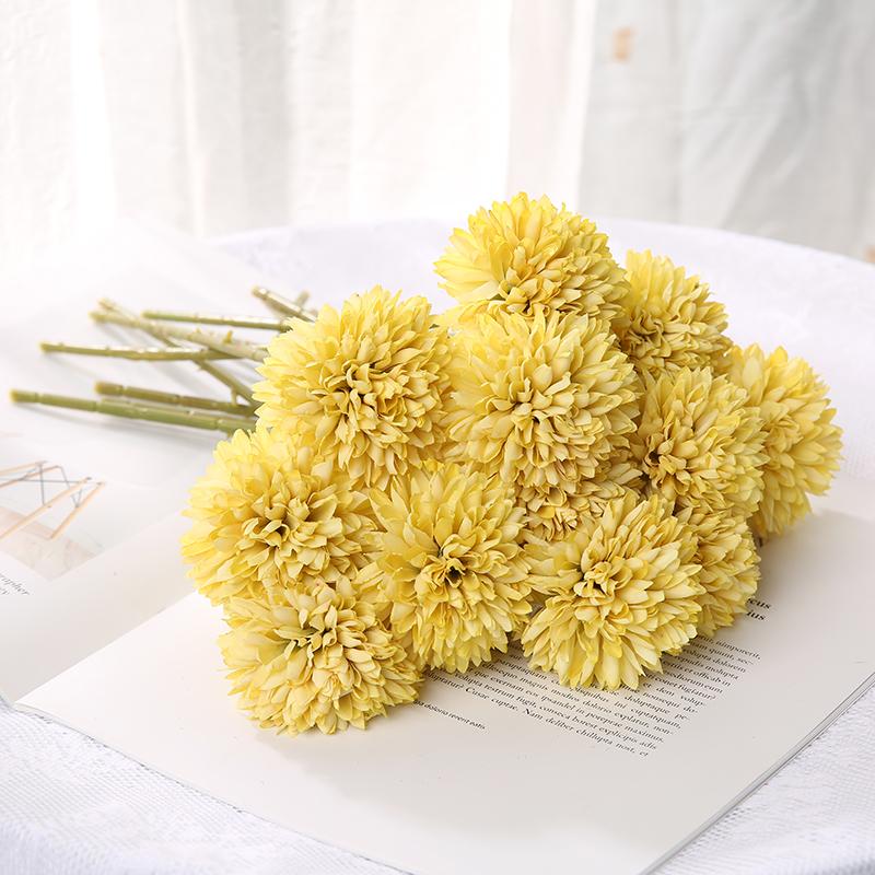 3PCS Hydrangea Artificial Flowers Fake Dandelions Bouquet Wedding Decoration Home Room Decor DIY Pompon Bridal Accessories