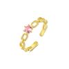 Sterling Geometric Open Ring Women With Zirconia Stone Gold Plated Fashion Adjustable Finger