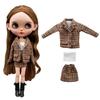 Rakulifey Blythe Clothes Suit Set Coat Skirt Neo Blythe Costume For Obitsu 24 2 Colors (Brown)