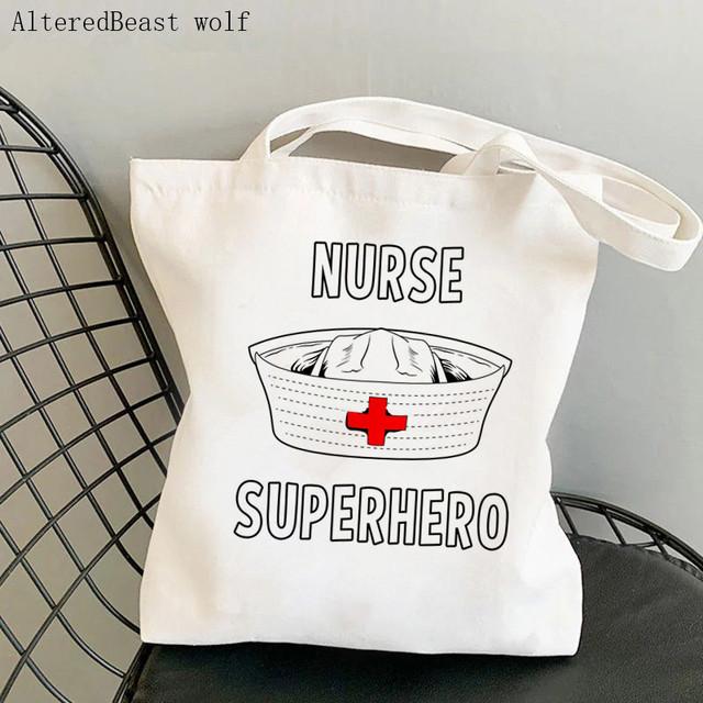 Женская сумка-шоппер World Nurse с принтом Kawaii Bag Harajuku Холщовая сумка-шоппер для девочек Сумочка-тоут на плечо Женская сумка