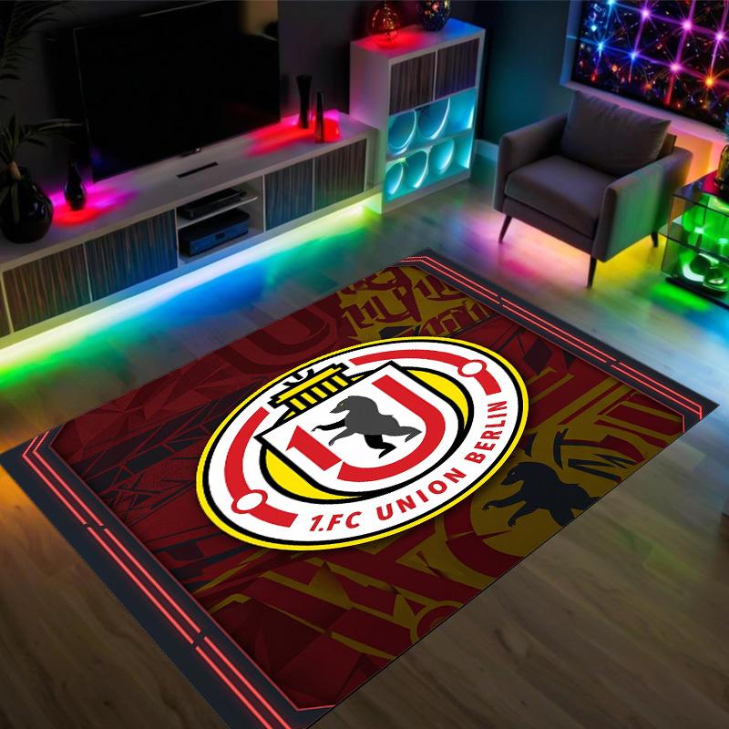 Union Berlin FC Design Crystal Velvet Carpet Cozy Non?Slip Printed Rug For Bedroom Living Room Entrance