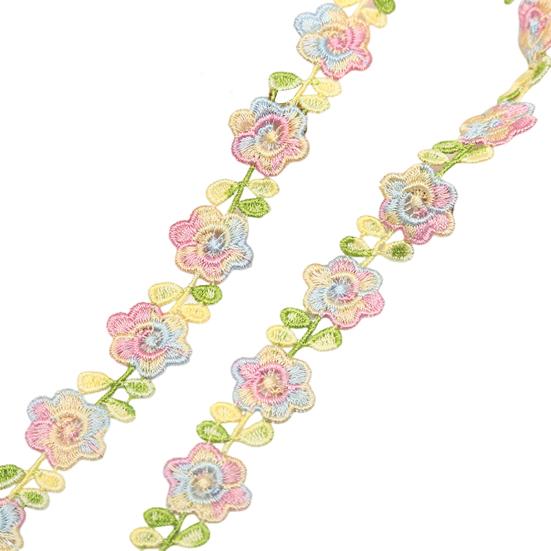 Цветочная кружевная отделка ленты Яркий цвет широко используется DIY ремесла вышитые крючком кружевные отделки ткани украшения