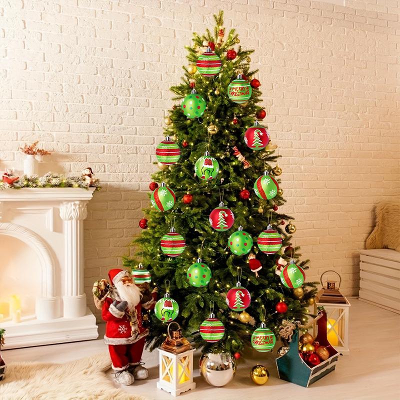 Рождественские подвесные украшения 2025 Блестящий декор для дома и вечеринки Мультяшный узор в горошек Ручная роспись Принадлежности для рождественской елки 12 шт./коробка