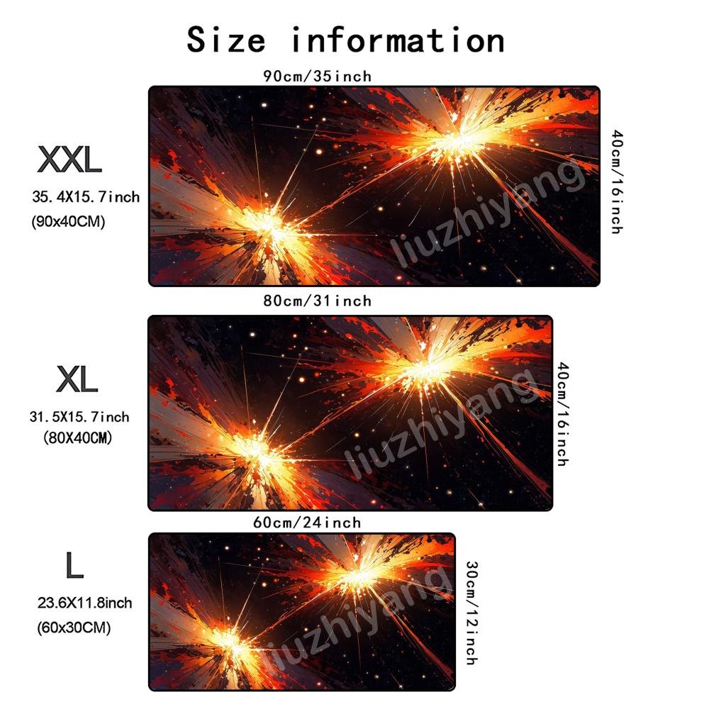 Ice And Fire Mouse Pad Large Computer Office Game Table Mat Xxl Rubber AntiSlip Stitched Edge Keyboard Mats Washable Desk Pads