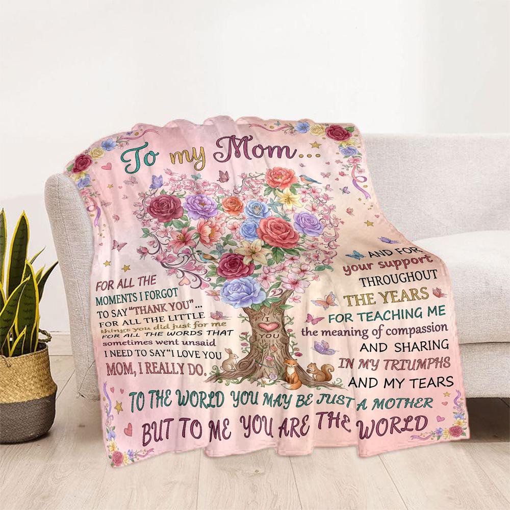 Mother's Love And Gratitude Flannel Blanket-Soft and Suitable for Sofas,Beds,Offices,Travel,All Seasons,Great Gift for Holidays and Birthdays.