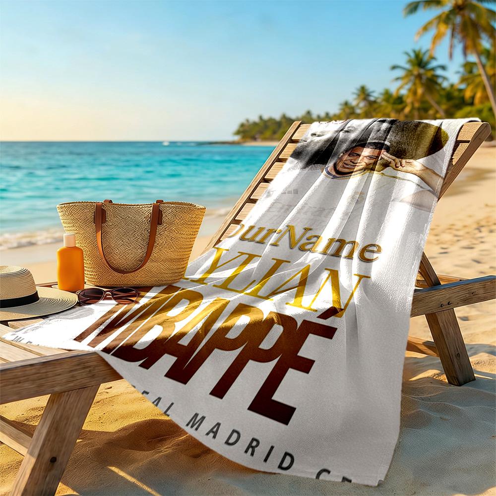 Mbappe Customized Name Beach Towel Quick-Dry Soft Microfiber For Beach Bathroom Outdoor Swimming Pool Camping Picnic Yoga Diving Vacation Accessories