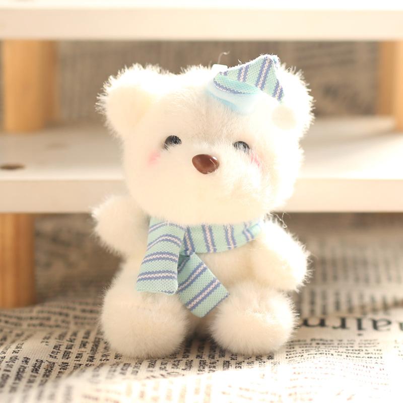 Cute Bear Plush Keychain With Hat Cartoon Bag Charm Soft Stuffed Animal Doll Pendant Accessory