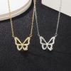 Shiny Butterfly Necklace Exquisite Golden Silver  Pendant Collar Chain  Clavicle Chain Ladies Party Jewelry Gift
