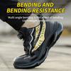 Safety Shoes For Men Air Cushion Steel Toe Work Shoes Anti-Smash Shoe Lightweight Breathable Slip On Utility Work Sneakers Black