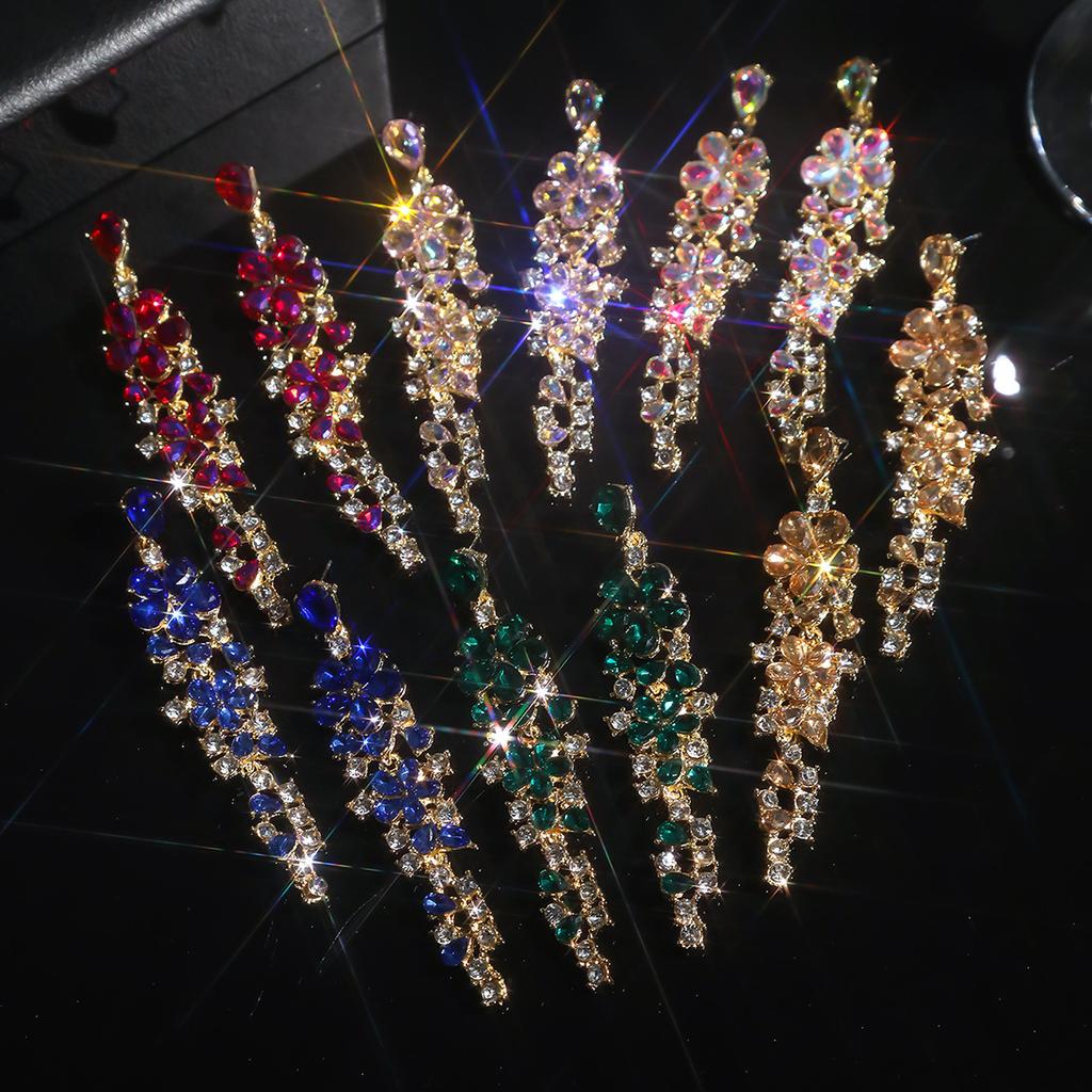 Модные длинные серьги с кристаллами, роскошные женские серьги высокого качества, 1 пара