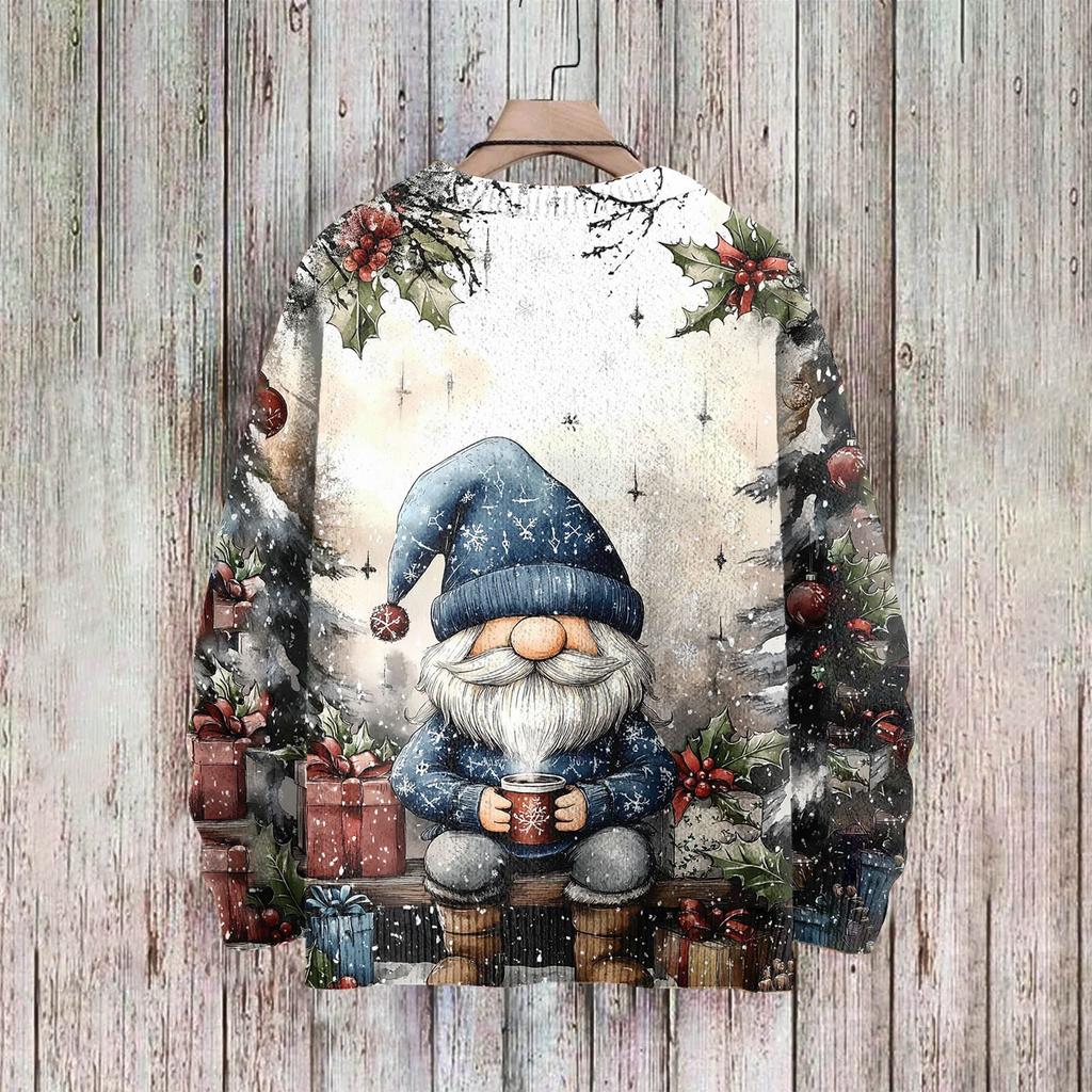 Рождественские толстовки для женщин Вязаный свитер Милая рубашка Осенний свитер с круглым вырезом Топы