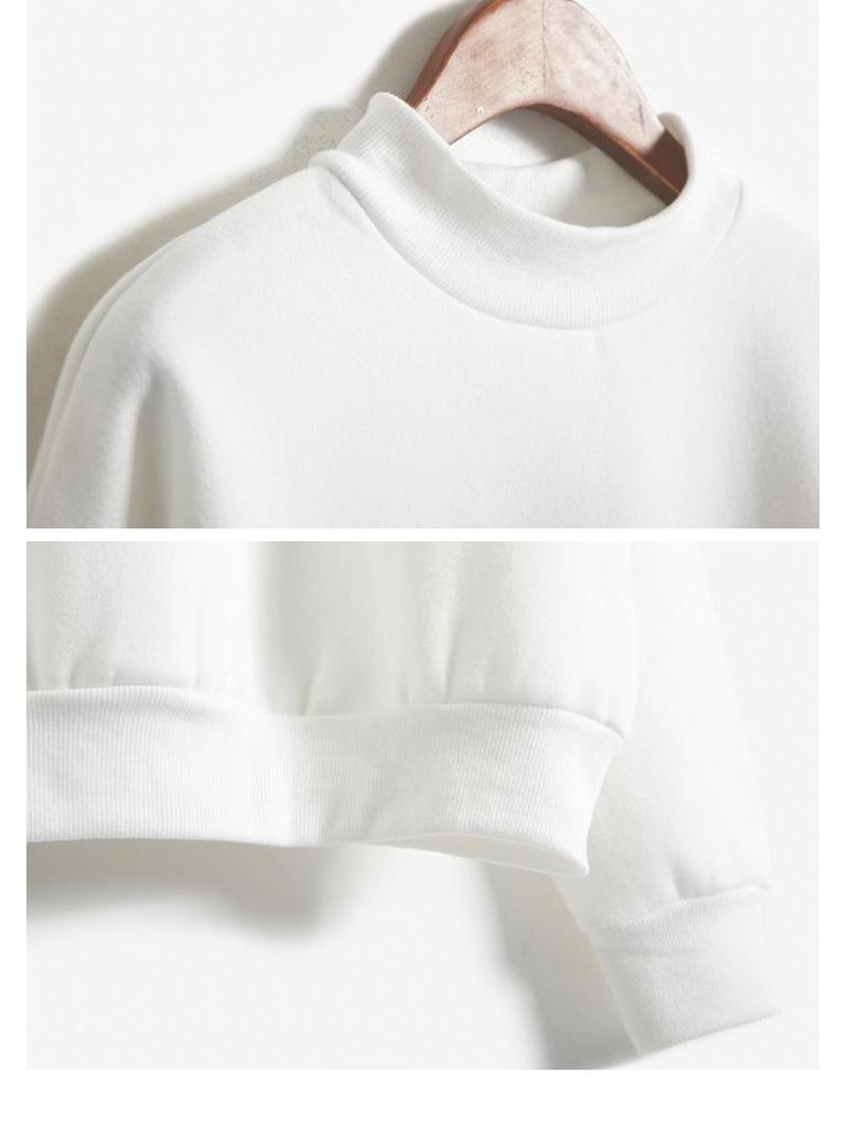 Cross-Border Solid Color Half-High Neck Sweatshirt – Custom Image Option Available