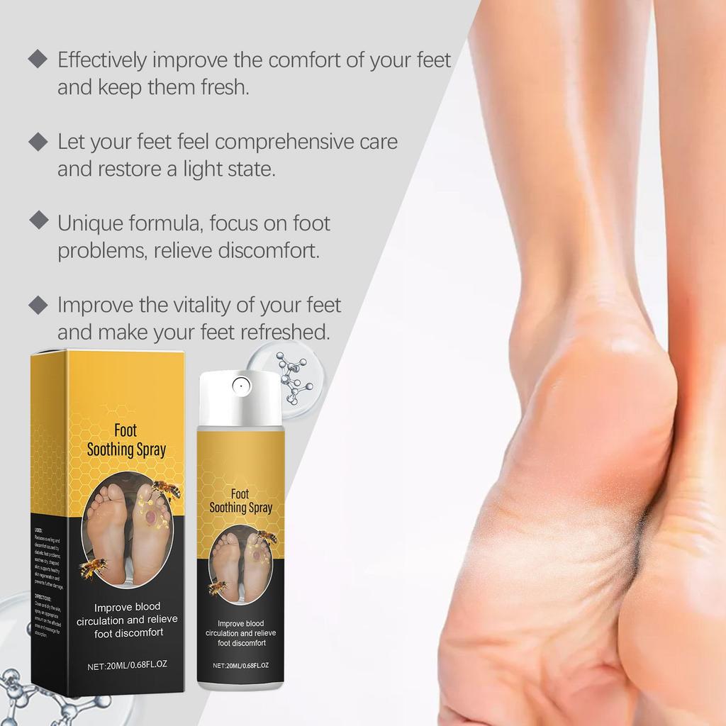 Спрей для ухода за ногами и успокаивающий спрей Мягко увлажняет и ухаживает за кожей ног, массирует подошву стопы, устраняя дискомфорт 20 мл