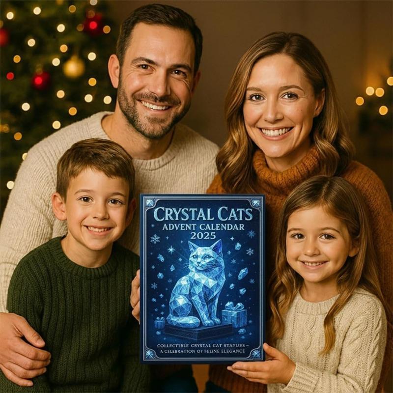 Crystal Cats Advent Calendar 2025, 24 Days of Crystal Cats Advent Calendar, Christmas Countdown Calendar with 24 Different 2D Acrylic Cat Ornaments
