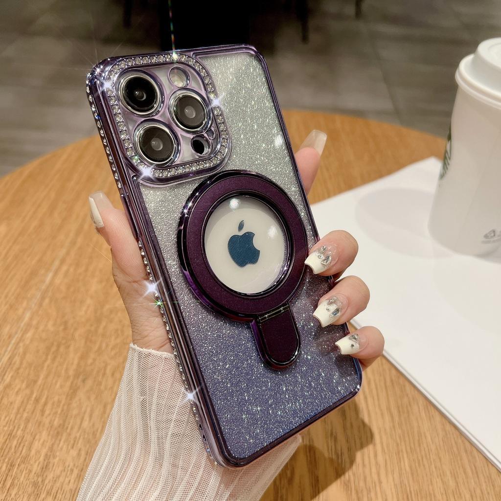 Подходит для чехла для телефона Apple 15, iPhone 14 Pro Max, Водный бриллиантовый блеск 13 Точка поддержки оборудования Магнитная подставка