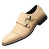 Large size men's business casual leather shoes dress buckle shoes British style fashion trend pointed versatile men's shoes