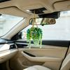 Ручная работа, терракотовый ловчий солнца с бусинами, автомобильный брелок с искусственными зелеными растениями, подвесной ловчий солнца из искусственного хрусталя с бусинами для зеркала заднего вида,