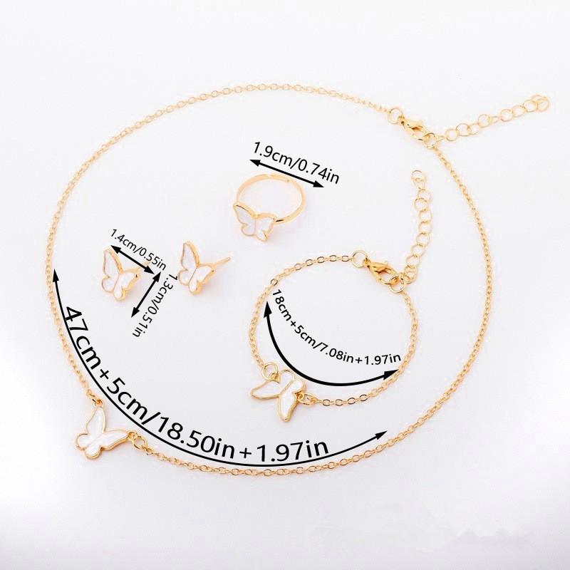 Elegant Butterfly Pendant Necklace Women Enamel Drip Design Minimalist Chic Jewelry Set In Multiple Colors