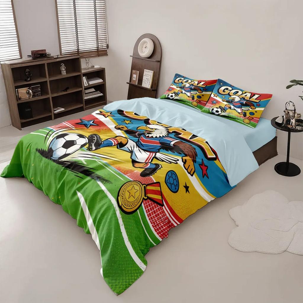 2/3pcs football duvet cover and pillowcase, bedding set for teens and adults, cartoon bedroom decoration,gifts for boys and girl