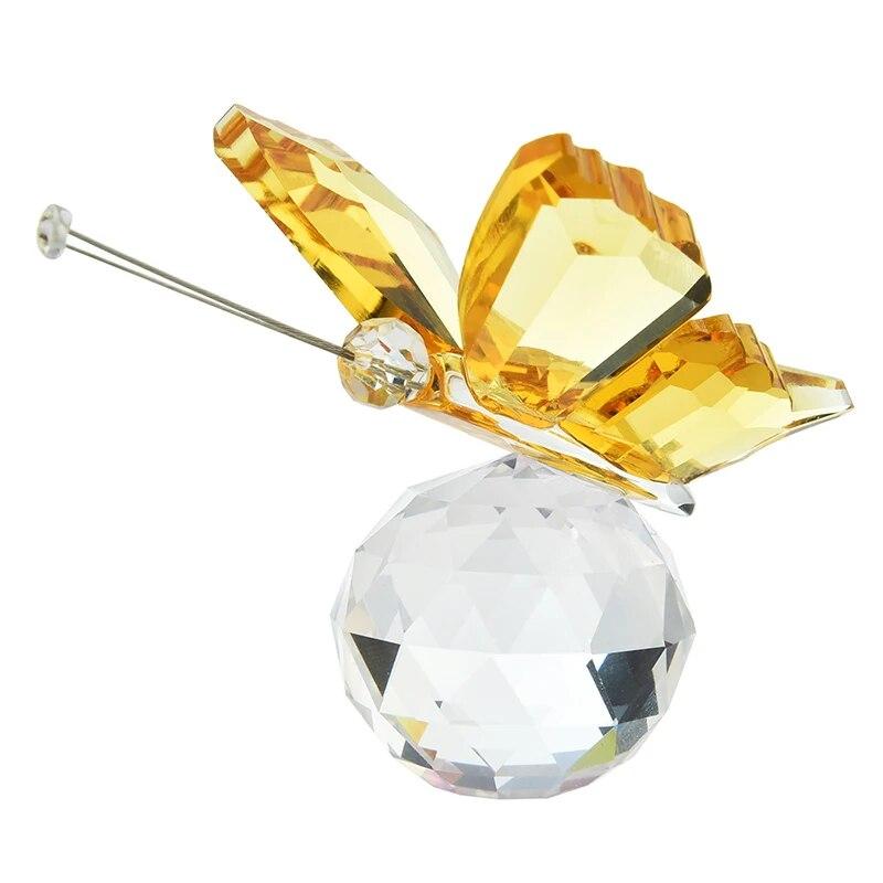 1pcs Crystal Butterfly with Ball Figurine Home Wedding Decoration Glass Craft Collection Table Ornaments Souvenir Gifts