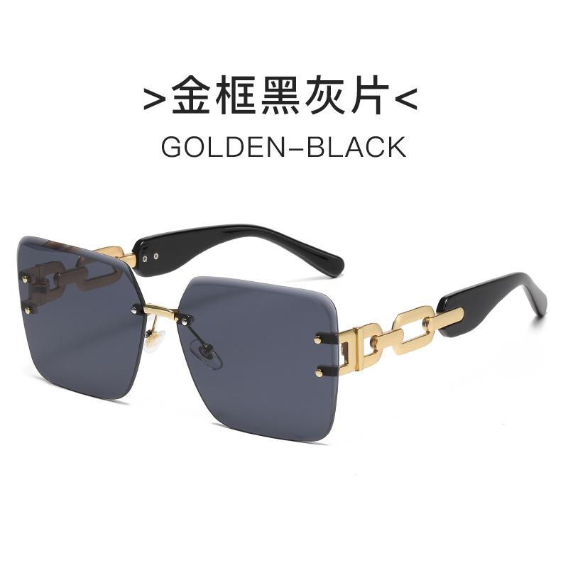 Square Frameless Sunglasses Chain Glasses Leg Glasses Fashionable Sunglasses Women'S Uv Resistant Sunshade Glasses