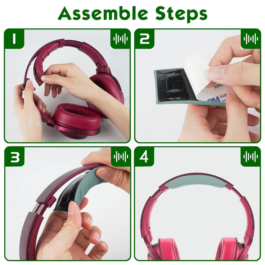 Совместимость оголовья Geekria Оголовье для наушников Protein Leather Pad Совместимость с Sony SONY Замена MDR-100ABN (Серо-зеленый)