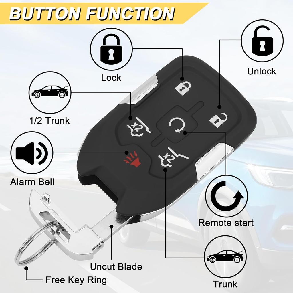 Key Fob Replacement for 2015- Chevy Suburban Tahoe/ 15-20 GMC Yukon & Yukon XL Car Keyless Entry Remote Control,HYQ1AA,6 Buttons