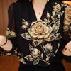 2025 New Summer Fashion Versatile Shirt Black Long-sleeved Shirt Women's Loose Top