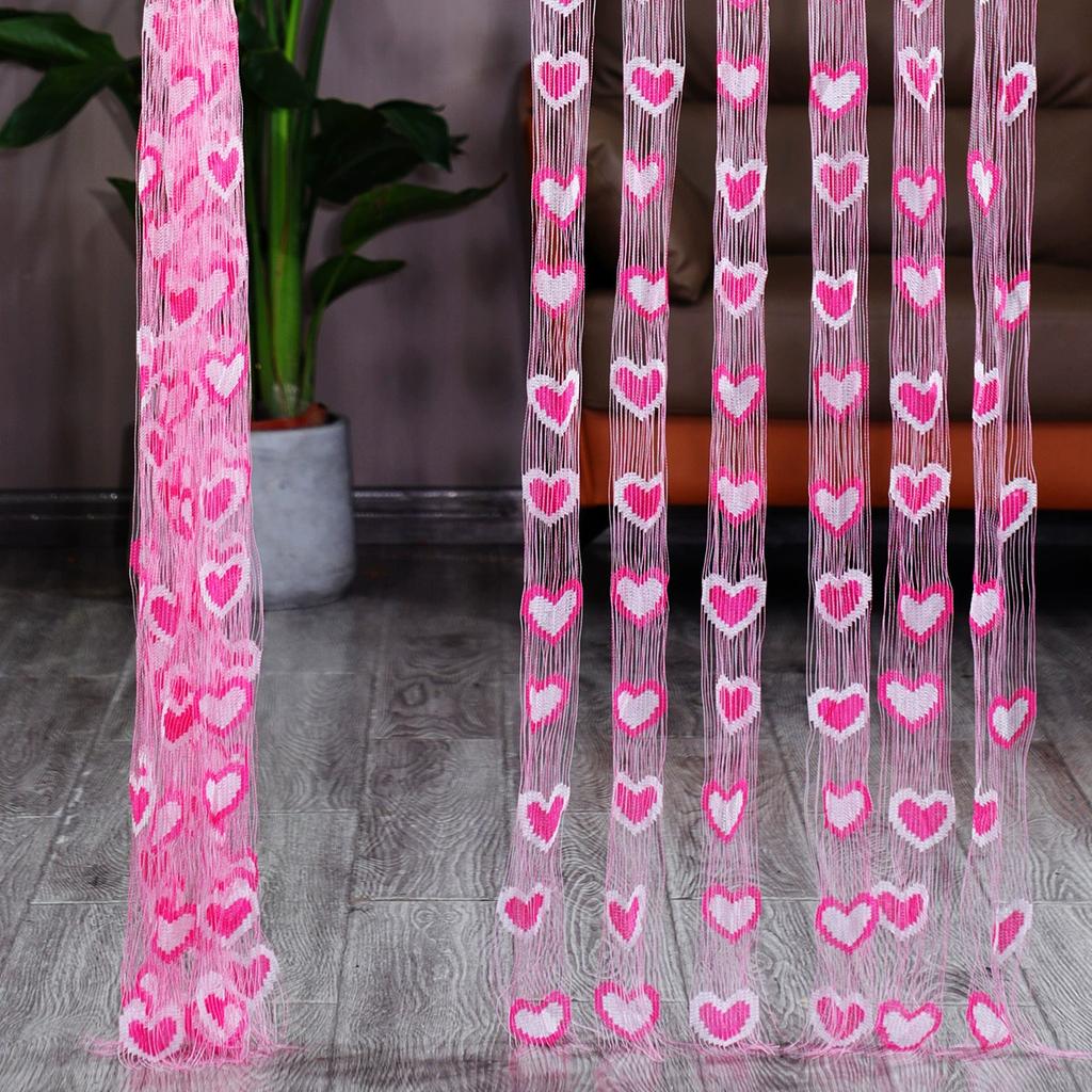 100*200см Кисточка Двухцветная Штора в форме сердца Романтичная Любящее сердце Струнная Полупрозрачная штора для дома Гостиная Спальня Штора