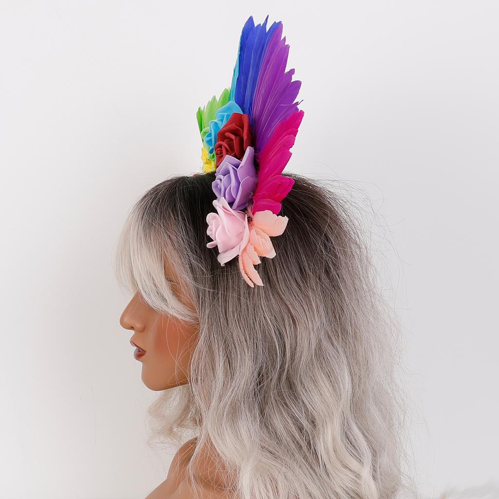 Handmade Soft Feather Headpieces Carnival Halloween Floral Headband Rose Customized Color Custom Size Wedding Favors Parties