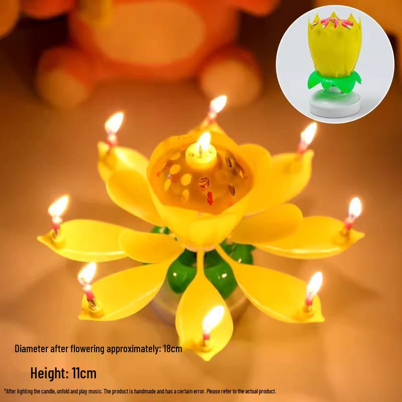 Вращающаяся музыкальная свеча Лотос для торта на день рождения