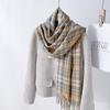 Ретро шарф в клетку высокого класса осень и зима имитация кашемира простой теплый платок студенческий стиль утолщенный шарф