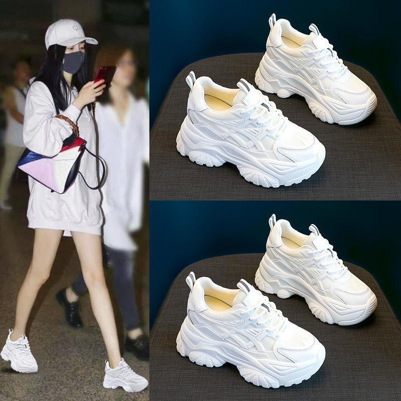 Height Increasing Insole Women's Spring New Muffin Shoes Versatile 8cm Platform Sports Casual White Shoes