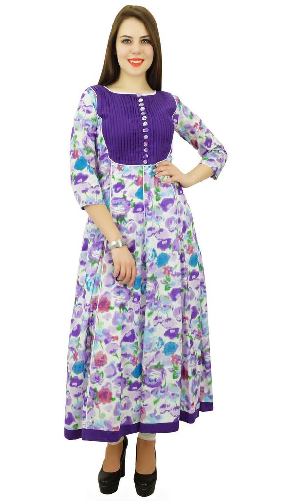 Phagun Women Ethnic Top Cotton Floral Anarkali Kurti Tunic Dress Designer