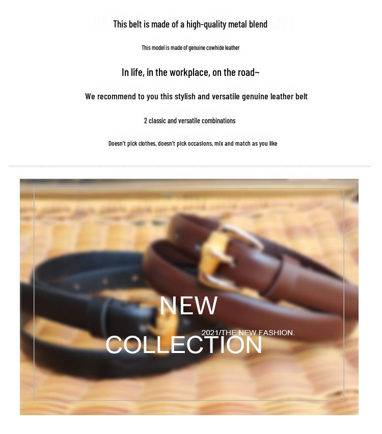 Женский винтажный ремень из натуральной кожи - Универсальная поясная цепочка для джинсов и повседневной одежды