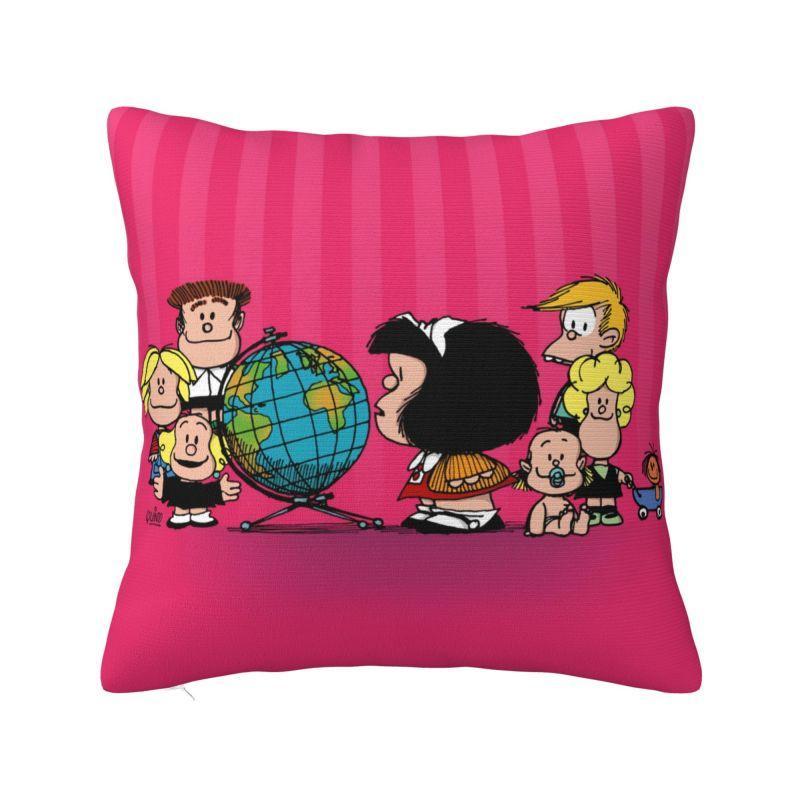 Custom Luxury Mafalda Kawaii Vintage Quino Comic Cartoon Mang Anime Cushion Cover for Sofa Polyester Throw Pillow Case Living
