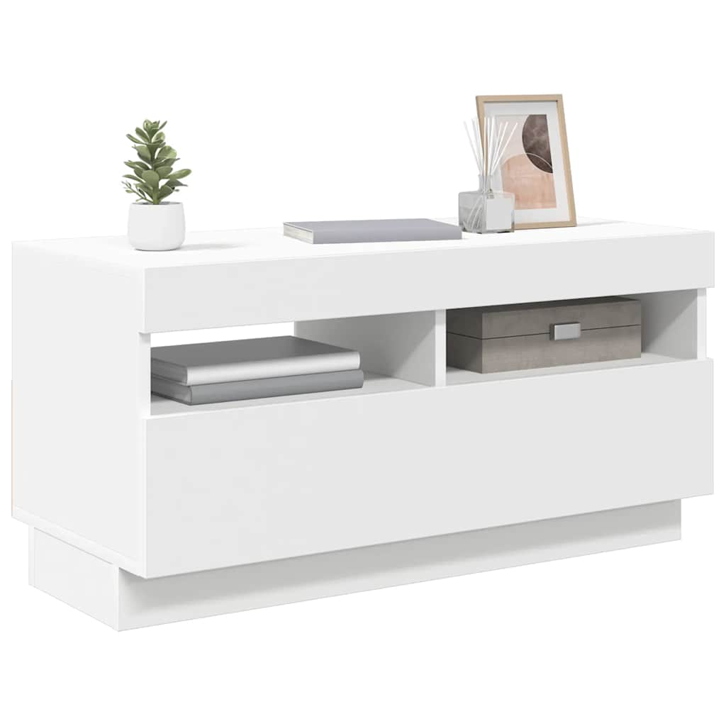 Vidaxl Szafka Pod Tv Z Oświetleniem Led, Biała, 80X35X40 Cm