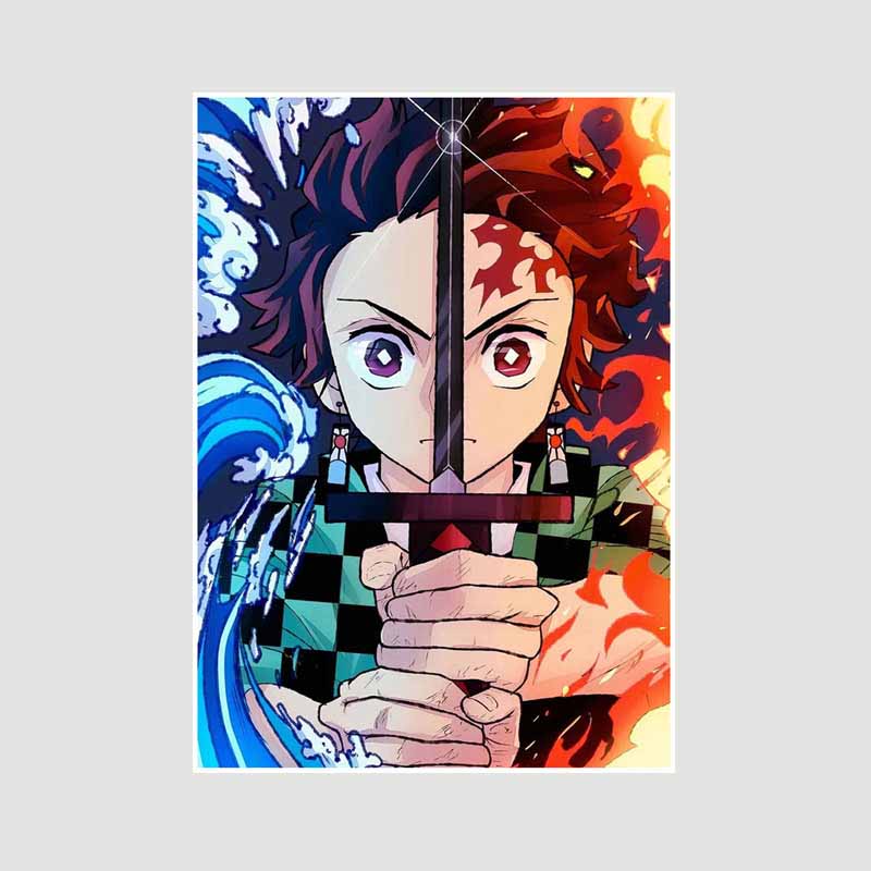 Японский комикс фильм «Убийца демонов» поезд «Муген» аниме-постеры Kimetsu No Yaiba Белый бумажный постер Художественная роспись настенное украшение Фреска Домашний декор