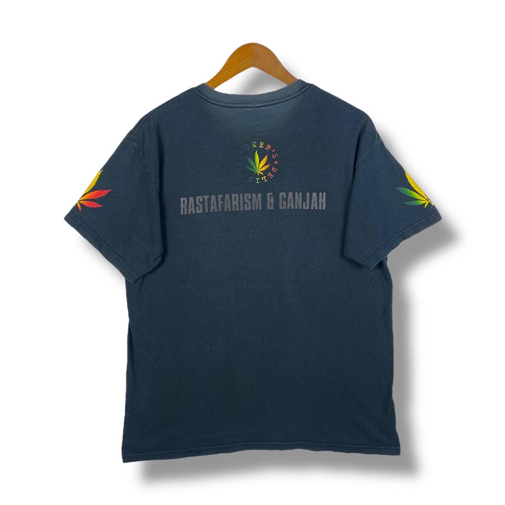 Vintage RASTAFARISM & GANJAH Smoker's Delight Faded Tee Shirt Large Size