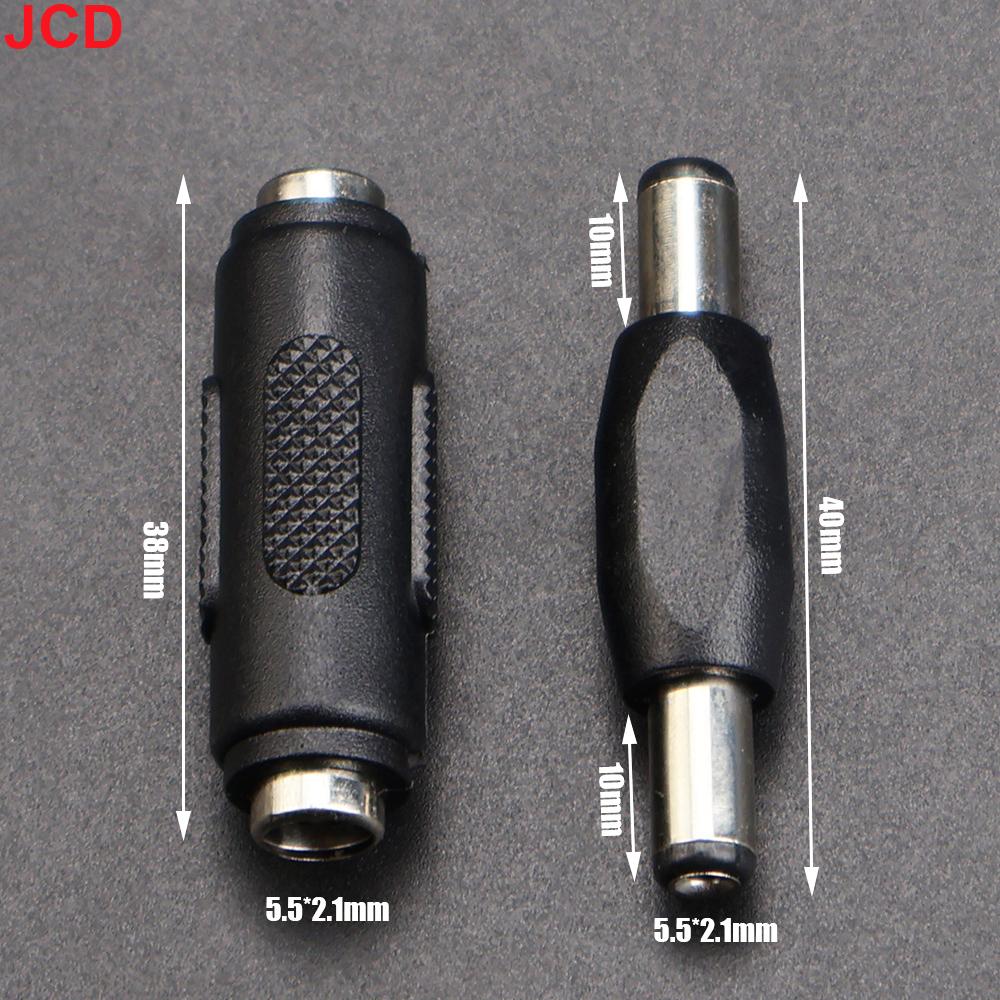 JCD 5pc 5.5mm*2.1mm Male To Male DC Power Plug Jack and Female To Female Socket Connector For CCTV Camcer Panel Mounting Adaptor