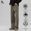 Мужские тяжелые брюки из 100% хлопка, выстиранные, свободного кроя, с прямыми штанинами