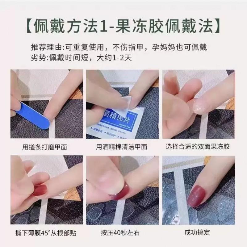Handmade Blue Short Press-On Nails With 3D Floral Embellishment Sweet Style Removable Nail Tips Women