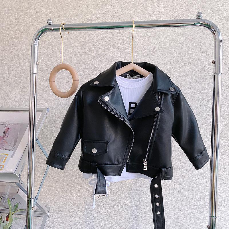 Весенне-осеннее пальто для девочек, водонепроницаемая и устойчивая к пятнам искусственная кожа, модная куртка на молнии для девочек 2-8 лет, для активного отдыха